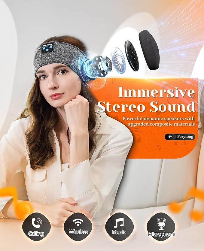 2 Pack Sleep Headphones Bluetooth 5.4 Headband, Wireless Sleeping Headband Headphones with Ultra-Thin Stereo Speaker for Side Sleepers, Sweat Resistant Sport Headband for Workout Yoga Running
