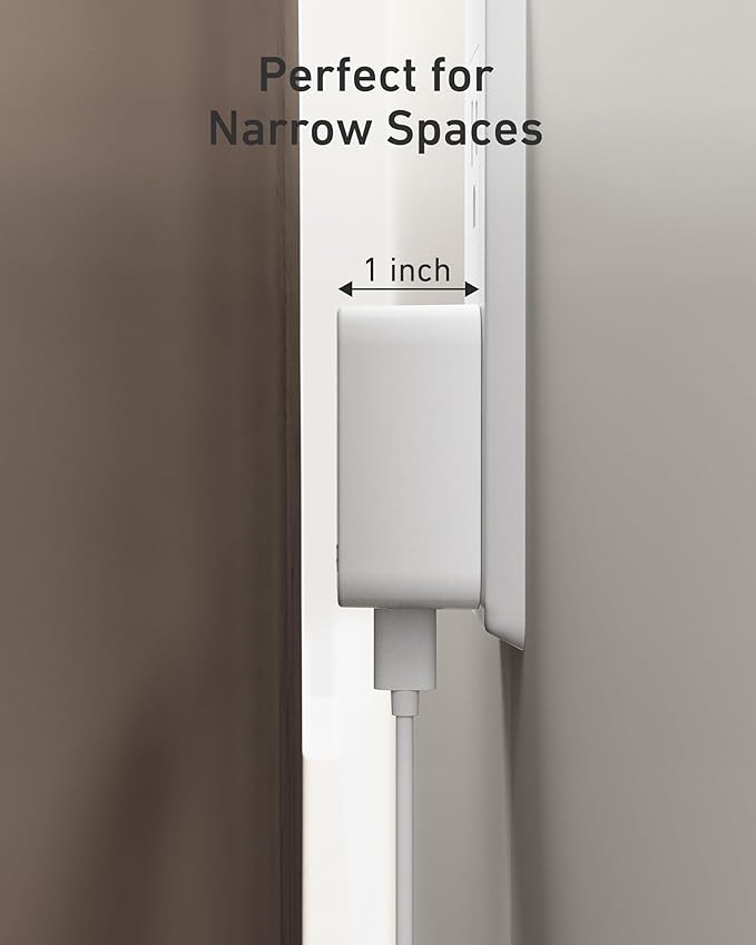 Nekmit 67W Flat USB C Charger Block, 3-Port GaN Fast Wall Charger(2*USB-C & 1*USB-A), USB C Wall Plug with Fixed Prongs for iPhone 17/16 Series, MacBook Pro/Air, iPad, Galaxy and More