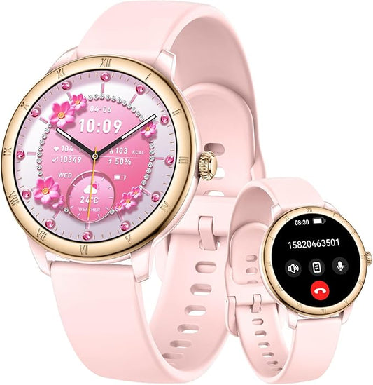 Smart Watch for Women, 1.27" HD Fitness Tracker (Answer/Make Calls) with 110+ Sport Modes/Heart Rate/Sleep Monitor, IP68 Waterproof Fitness Watch for iPhone Android, Best Gifts for Girl Yrs 15-25