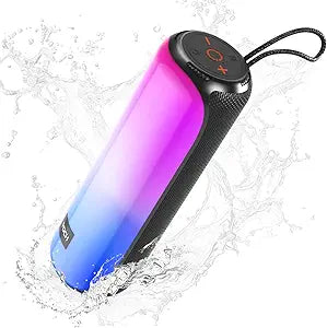 VOCH Bluetooth 5.3 Speaker with RGB Light, Portable Wireless Speaker with 20H Playtime, TWS Stereo Sound, IPX7 Waterproof, USB&TF Card Support, Loud Sound for Outdoor Camping Home Travel Party Black