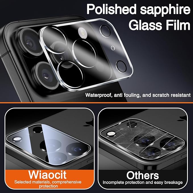 Wiaocit 3 Pack Tempered Glass Camera Lens Protector for iPhone 17 Pro, 9H Hardness, Anti-Scratch, Case Friendly
