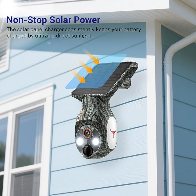 1080P Solar Security Cameras Wireless Outdoor, 360° View Pan/Tilt 2.4Ghz WiFi Outside with Color Night Vision, Easy to Install, Real-Time Alerts, Cloud Storage, 2-Way Audio (Wi-Fi)