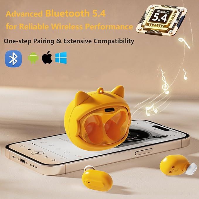 Kids Wireless Earbuds with Rotating Chaging Case Wireless Bluetooth Earbuds for Kids, Kid Ear Buds with Mic, 88dB Safe Volume, Earphones Earpods in-Ear for Android iOS Cell Phone Laptop, Shiba
