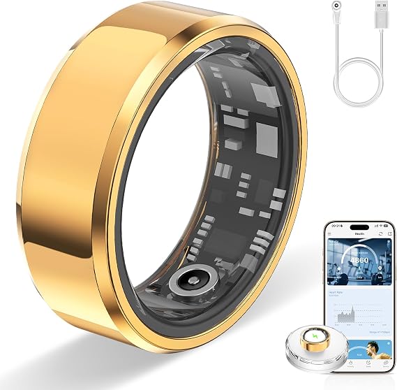 Smart Ring for Women & Men, Smart Rings Health Tracker(Gold, #8)