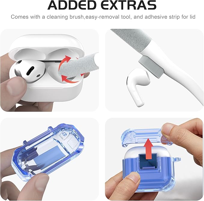 Valkit Compatible AirPods 4th Generation Case Cover, Soft TPU Airpods 4 Case with Cleaner Kit, Shockproof Protective Cases with Keychain for Apple AirPods 4 Gen Cases for Women Men(Lock Blue)