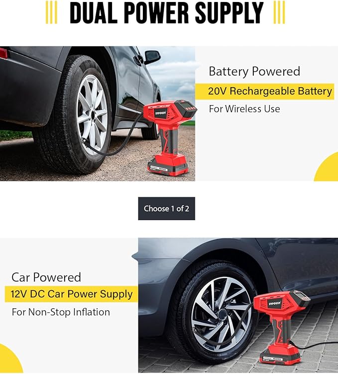 Upgraded Tire Inflator Portable Air Compressor, 160PSI Cordless Air Pump with 20V Rechargeable Battery, 2X Faster Inflation, Digital Pressure Gauge for Car, Motorcycle, E-Bike & Balls