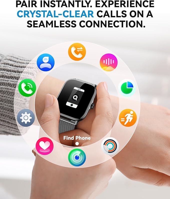 Smart Watches for Women Men, Steps Counter Fitness Tracker Watch for Android iPhone with Sleep Calorie Monitor and 110+ Sports, IP68 Waterproof, Pedometer Smartwatch (Black, 1.91)