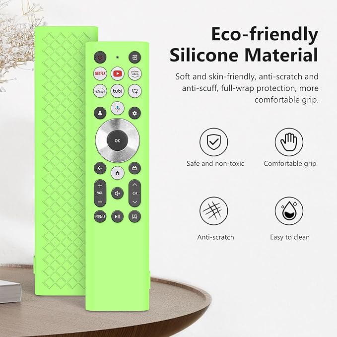 LEFXMOPHY Glow Cover for ERF6A80 ERF6G80H ERF6F80H Voice Remote for Hisense U6 U7 U8 U9 Series 4K Smart TV 2024 Green Silicone Case - Lime Green