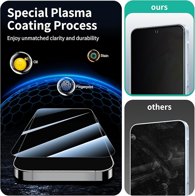 3*Privacy Screen Protector for Samsung Galaxy A55/A35 with a Installation Alignment Aid, Anti-Spy Tempered Glass Film, Dark Private Black Protection, [Shatterproof][ Shockproof][Scratchproof]