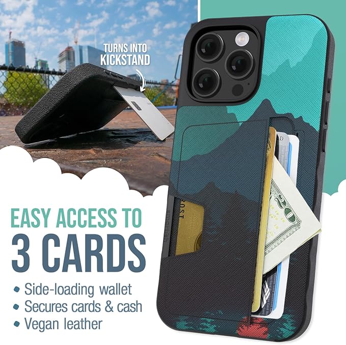 Smartish® iPhone 16 Pro Max Wallet Case - Wallet Slayer Vol 2 [Slim + Protective] Credit Card Holder w/Kickstand - Drop Tested Hidden Card Slot Cover for Apple iPhone 16 Pro Max - Moving Mountains