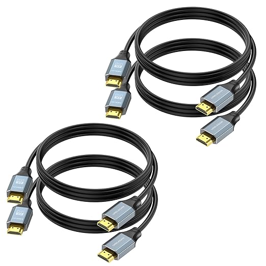 HDMI Cable 4-Pack,Mixed Size HDMI Cable 3FT 2-Pack & 6FT 2-Pack Bundle,High Speed 4K CL3 Rated HDMI 2.0 Cord Bulk Support 4K@60Hz,2K@144Hz,Ethernet,ARC, 3D, HDR,HDCP 2.2,PS4/PS5 for All HDMI Devices