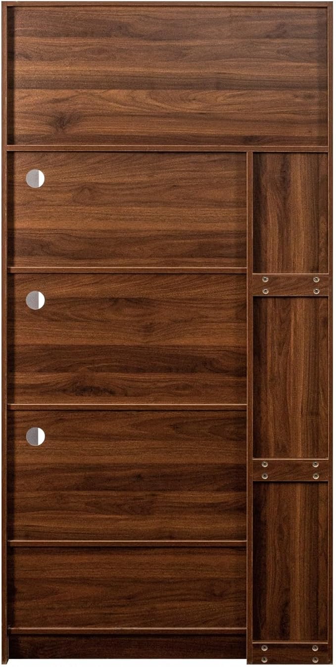 KEIKI 70.87" Tall Kitchen Pantry Storage Cabinet with Multi-Functional Pull-Out Shelf, Drawers, Glass Doors & Microwave Stand, Wood Hutch Food Pantries Cupboard for Coffee Bar, Dining Room