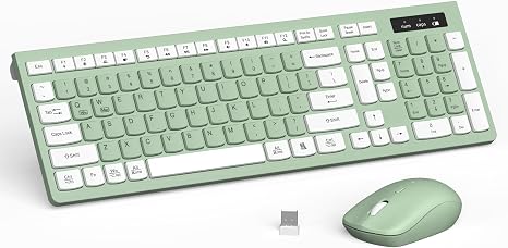 Wireless Keyboard and Mouse Combo Silent for Office and Home(Avocado Green)