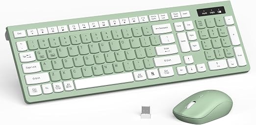 Wireless Keyboard and Mouse Combo Silent for Office and Home(Avocado Green)