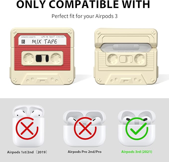 AirPods Pro 2 Case Cover, KOREDA Funny Cassette Tape Design Case for Airpods Pro 2nd Generation/1st Generation (2023/2022/2019), Cute Cartoon Fashion Silicone Protective Case for Women Men
