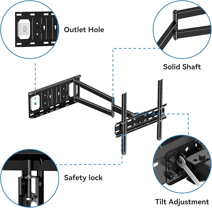 FORGING MOUNT Long Arm TV Wall Mount for Most 26-60 Inch Flat Curved TVs, 25.6inch Full Motion Extension Articulating Arms, Swivel, Tilt TV Bracket Corner Mount Fits Max VESA 400x400mm up to 77lbs