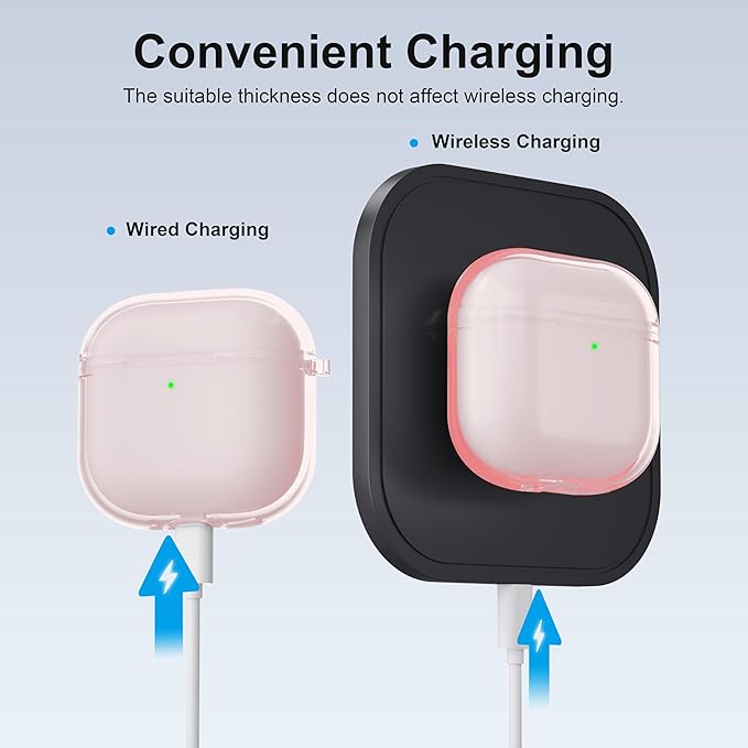 Valkit Compatible Airpods 4 Case Pink, Soft TPU AirPods 4th Generation Case Cover with Cleaner Kit, Shockproof Protective Case with Keychain for Apple AirPods 4 Gen Cases for Women Men - Clear Pink