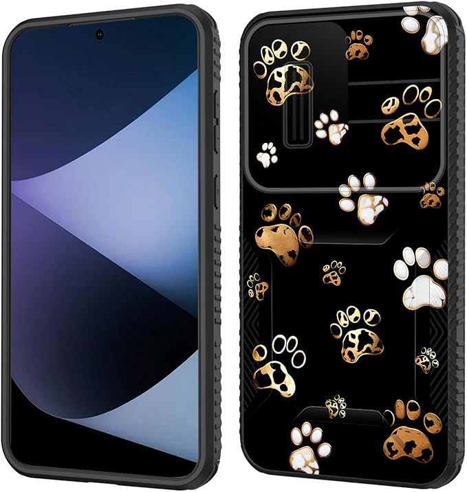 for Galaxy A35 5G Case Built in Slide Camera Lens Cover,Heavy Duty Shockproof Protection Dual Layer Case for Samsung Galaxy A35 5G 6.6 inch 2024,Cute Dog Paw Prints