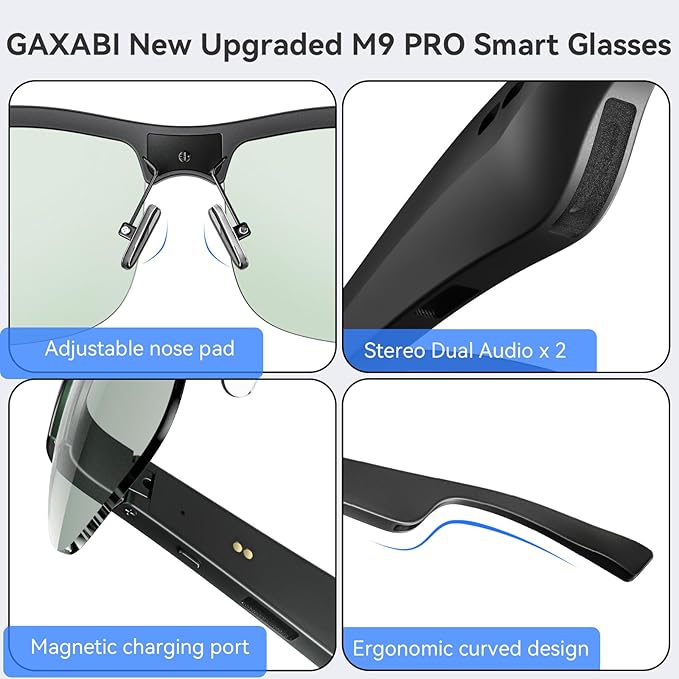 Smart Glasses, Polarized Bluetooth Sunglasses, Built-in Mic & Speakers, Voice Assistant, UV Protection, Bluetooth Glasses for Office, Driving, Cycling Outdoor Sports