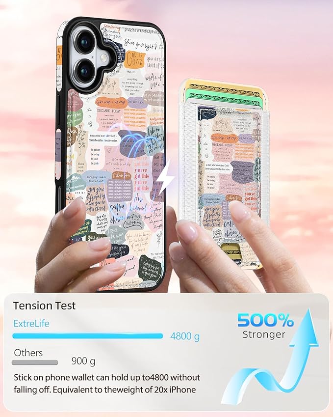 Shorogyt for iPhone 16 Wallet Case - Fits 5 Cards, Compatible with Magsafe Detachable Magnetic Credit Card Holder Leather Cardholder Cute Phone Cover Women Girls for Apple 16, Collage