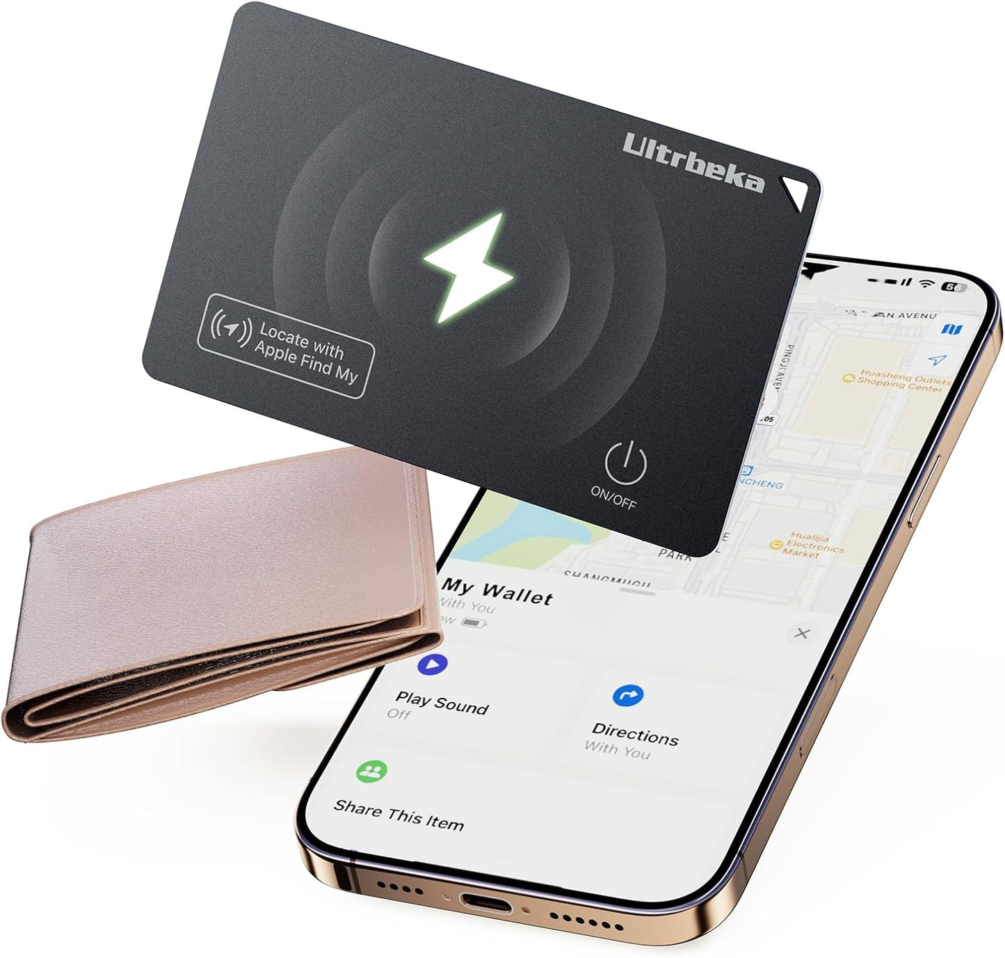 Ultra-Thin Wallet Tracker Card IP68 Waterproof Bluetooth Finder Apple Find My Compatible Wireless Charging iOS