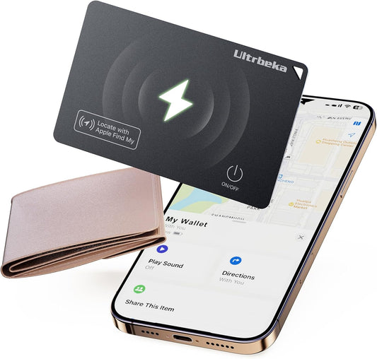 Ultra-Thin Wallet Tracker Card IP68 Waterproof Bluetooth Finder Apple Find My Compatible Wireless Charging iOS