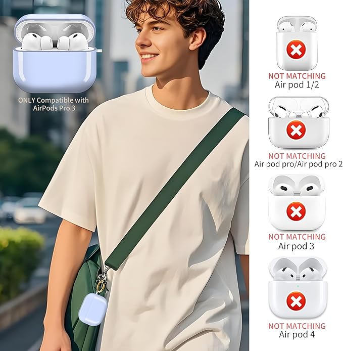 AirPod Pro 3 (2025) Case Cover for Women, Cute Shockproof Protective Case with Gold Round Buckle, Anti-Drop Design Compatible with Apple AirPods Pro 3rd Generation (USB-C Cable) Blue