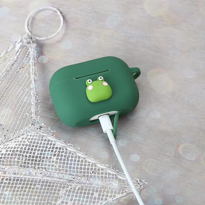 Wonhibo for Airpod Pro Case, Cute Kawaii Cover for Airpod Pro 2019 with Keychain for Women (Frog)