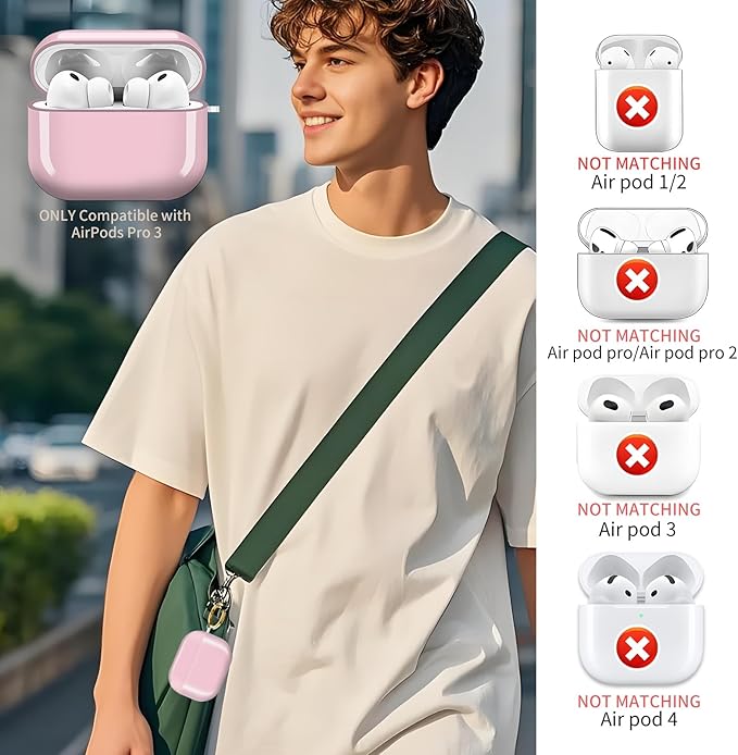 AirPod Pro 3 (2025) Case Cover for Women, Cute Shockproof Protective Case with Gold Round Buckle, Anti-Drop Design Compatible with Apple AirPods Pro 3rd Generation (USB-C Cable) Pink
