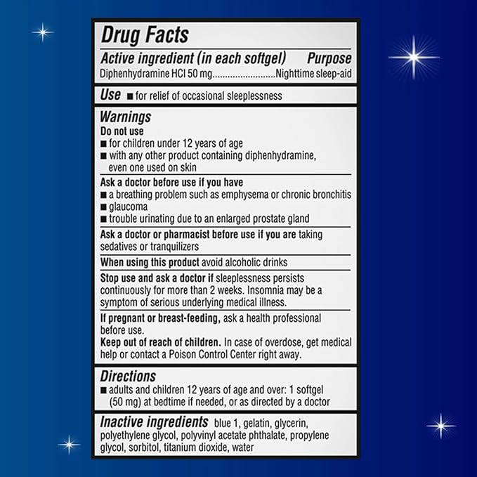 Unisom Nighttime Sleep-Aid Gels, Diphenhydramine HCI 50mg, 100 Count, 2 pk