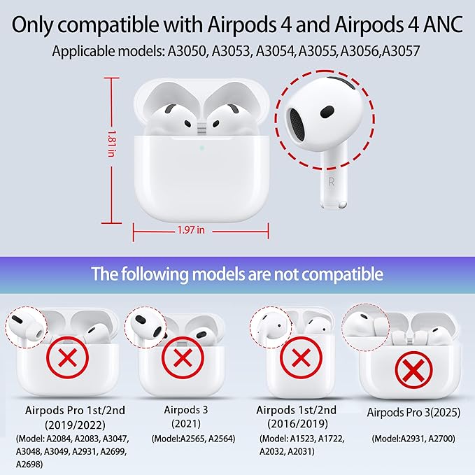 for Cute Glitter AirPods 4 Case for Women| Bling Hard Airpod iPods 4 Cases | with Keychain | Sparkly Rhinestone Air Pods 4 Generation Case for Women Girl- Model A3058/A3059(Blackwhite)