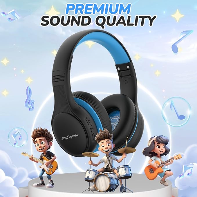 Kids Bluetooth Headphones, 60 Hours Playtime, Bluetooth 5.4 Kids Headphones Wireless, Type-C Fast Charging, 85/94dB Volume Limited, Foldable Toddler Wireless Headsets with Mic-Black Blue