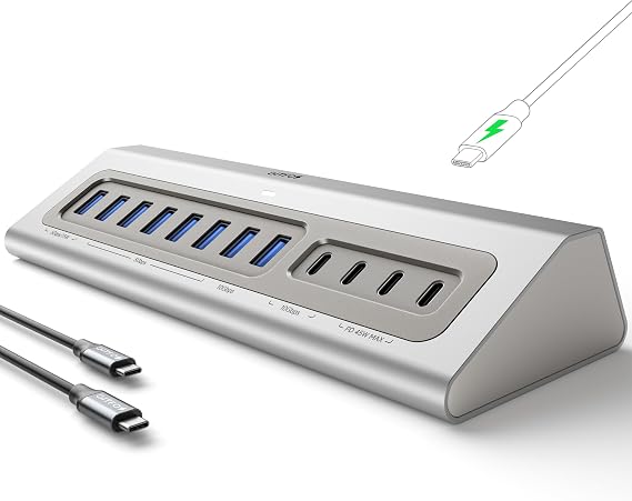 Gitfos Powered USB Hub, 15 in 1 USB 3.2 Hub, USB C Hub, 10Gbps, PD 100W