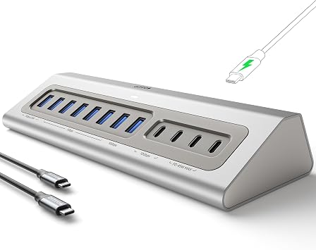 Gitfos Powered USB Hub, 15 in 1 USB 3.2 Hub, USB C Hub, 10Gbps, PD 100W