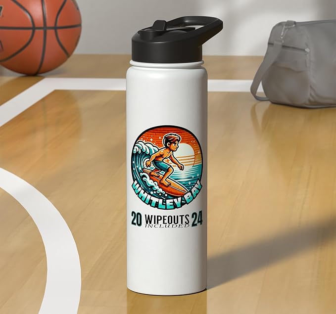 Whitley Bay Surfer Wipeouts Included 2024 Cartoon Style Stainless Steel Insulated Water Bottle