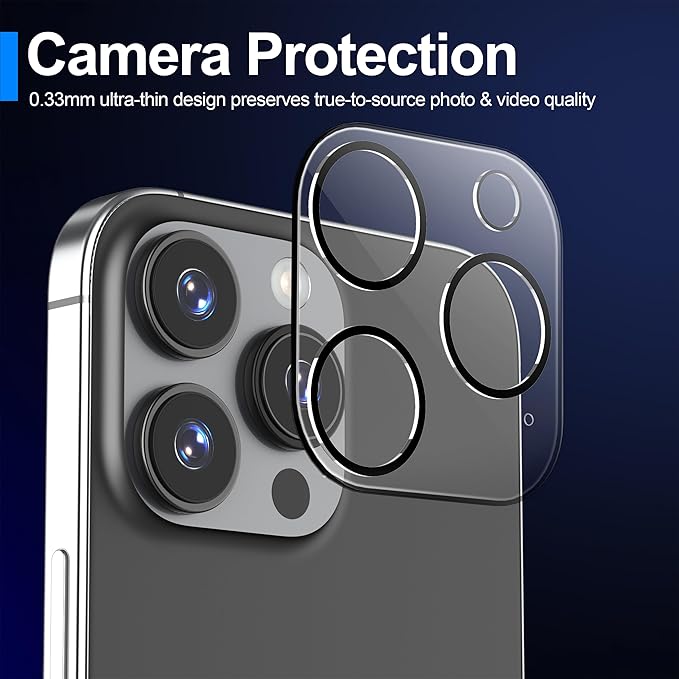 Ailun 3 Pack Screen Protector for iPhone 16 Pro [6.3 inch] + 3 Pack Camera Lens Protector with Installation Frame,Case Friendly Tempered Glass Film,[9H Hardness][Not for iPhone 16e/16/16 Plus/Pro Max]