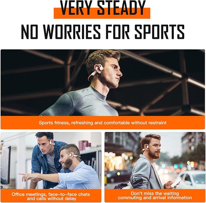 Lightweight Bone Conduction Headphones, Open-Ear Sports Headset with Noise-Reducing Mic, Sweatproof, 10H Playtime, Fast Charging, Secure Fit for Running Workout Fitness