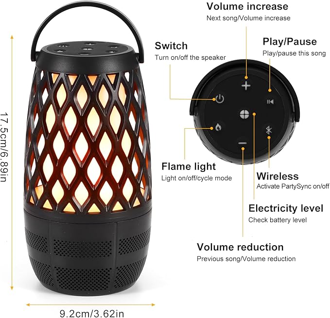 Upgraded Outdoor Bluetooth Speakers, 2 Pack RGB Flame Speaker Multi-Sync Speakers, Flame Torch Atmosphere Speaker for Party Garden Patio, IPX6 Waterproof, Gifts for Men Women