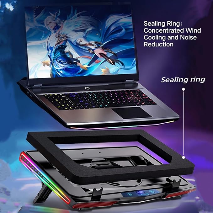 Cooling Pad for Dell Alienware m16 m17 m15 x17 x16 x15 x14 Area-51m 17 16 15 14 inch Gaming Laptop,It is a Heat Dissipation Monster with Powerful Turbo Fan Can Fast Cooling,RGB Light Mode