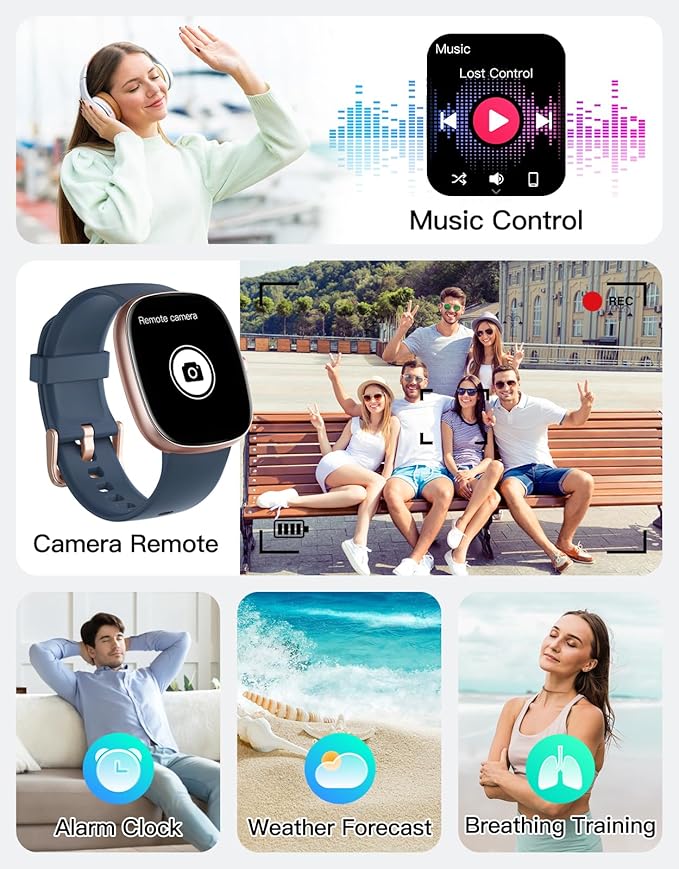 Fitness Tracker with Call Function, 1.85” Fitness Watch for Women and Men, 24/7 Heart Rate & Blood Oxygen Monitor, Sleep Tracker, 100+ Sport Modes, IP68 Waterproof (Blue)