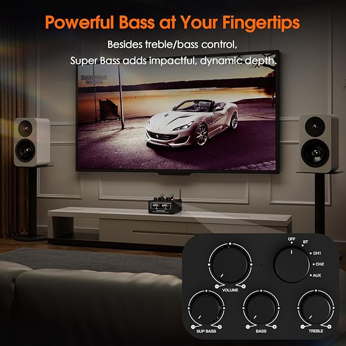 Douk Audio Bluetooth Tube Amp: 300W x2 TPA3255 2 Channel Stereo Power Amplifier – Dual VU Meters & Super Bass – for Home Theater & Hi-Fi Systems (T6 PRO)
