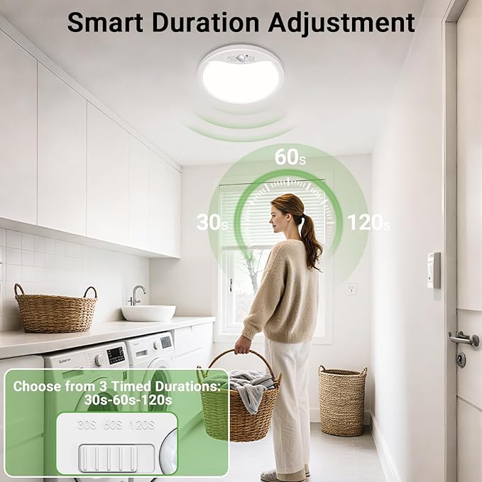 zemty 7inch Small Motion Sensor Ceiling Lights Wired, 15W 1500lm 3CCT/3 Mode/30-120s Timer, Bright White LED Flush Mount Light Fixture Motion Activated for Closet Pantry Hallways Stairwells Garage