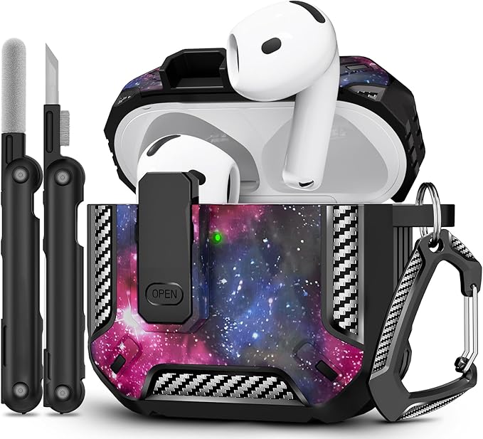 for AirPods 4 Case, Secure Lock Case Cover for Apple Airpods 4 with Active Noise Cancellation 2024, Case for Airpods 4 with Cleaner Kit and Keychain,Powerful Drop Protection