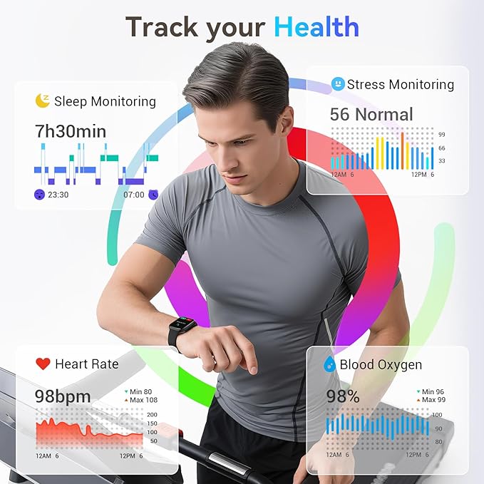 Smart Watch for Men/Women, Answer/Make Call, 1.85" AMOLED Always-On Display Screen Smartwatch for iPhone & Android, 3ATM Waterproof Fitness Tracker with Heart Rate/Sleep/SpO2 Monitor, 100+ Sport Modes