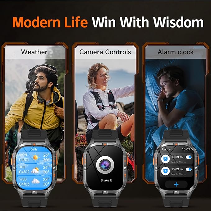Military GPS Smart Watch for Men with Compass/Altitude/Flashlight，2.01" HD Screen smart watch with Voice Assistant/Bluetooth Calling，Smartwatch for Android&iOS, Activity Tracker Multiple Sport Modes