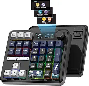 Womier SK30 Mechanical Numpad, Mini Keyboard with Screen & Knob,Black
