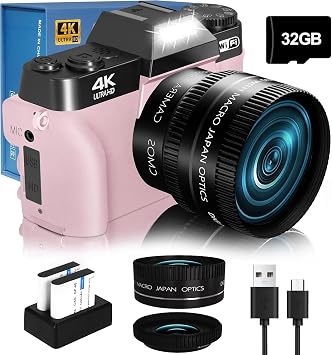 VJIANGER 4K Digital Camera, Vlogging Camera with WiFi & Flip Screen