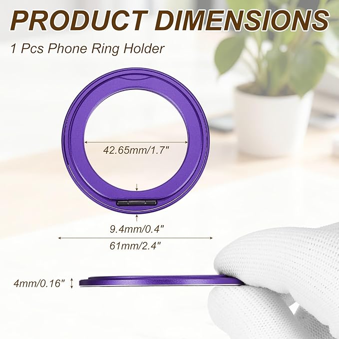 PATIKIL Phone Ring Holder, Metal 360 Rotation Magnetic Phone Grip Holder Stand with Adhesive Backing Smartphone Finger Grip Kickstand for Tablet Case Car Mount Accessory, Purple