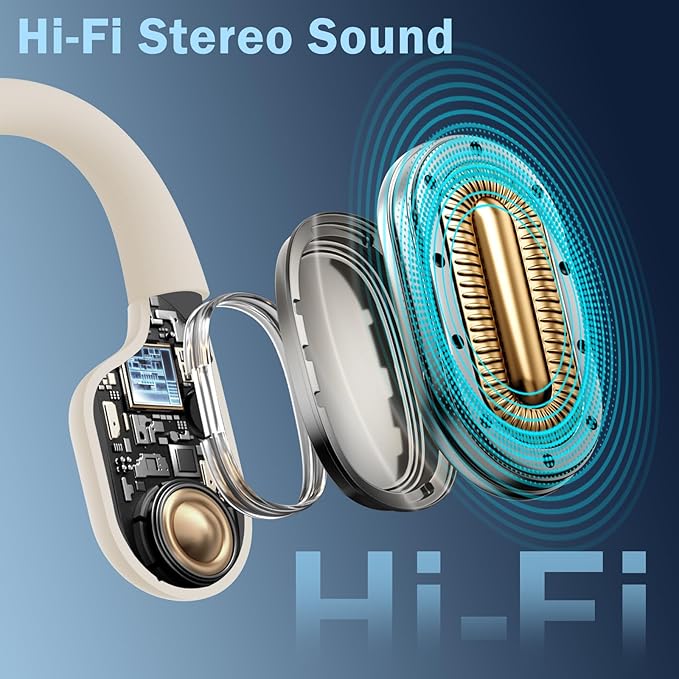 Swimming Headphones-Bone Conduction Headphones, IP68 Waterproof Open Earphones, LiteSurge Bluetooth 5.4 Underwater Sport Earbuds with 32 GB MP3 Memory for Swimming, Marathon-Khaki