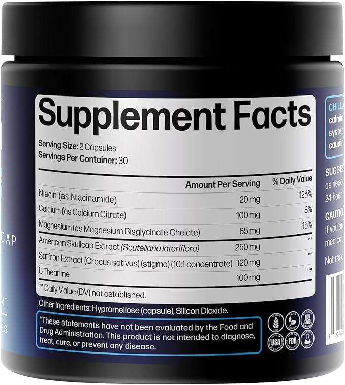 Life Happns Calm & Mood Support for Adults – Doctor-Formulated with Saffron, Magnesium, L-Theanine & Skullcap for Stress Relief & Emotional Balance | Non-Drowsy Natural Relaxation Supplement